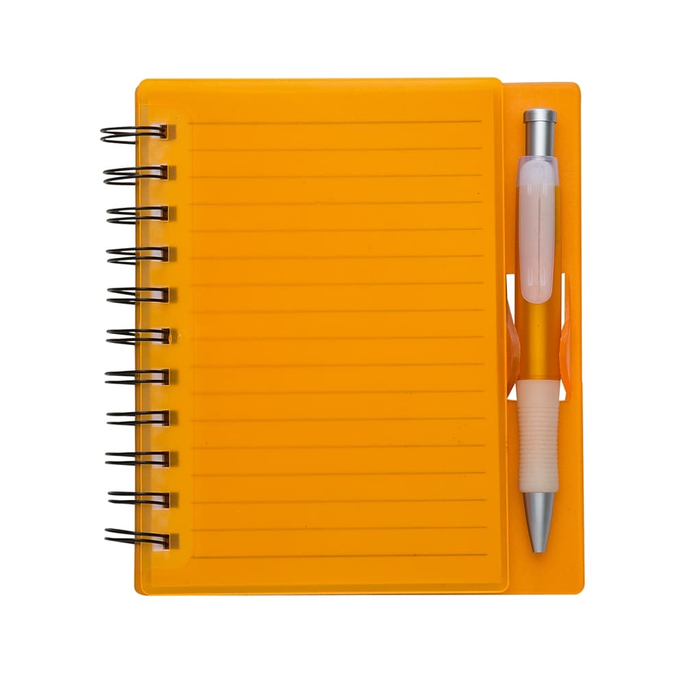 CADERNO PLÁSTICO C/ CANETA