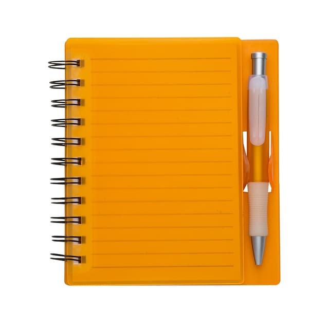 CADERNO PLÁSTICO C/ CANETA