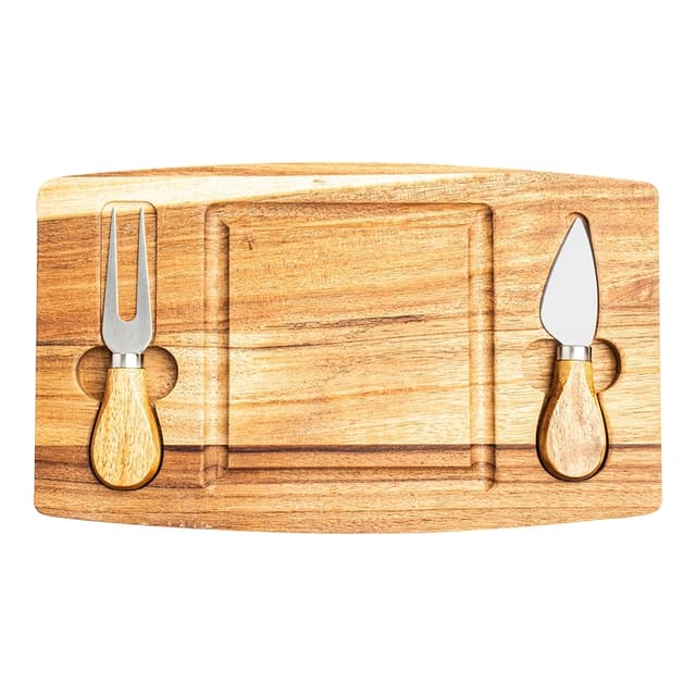 KIT QUEIJO 2 PÇS + TÁBUA QUADRADA