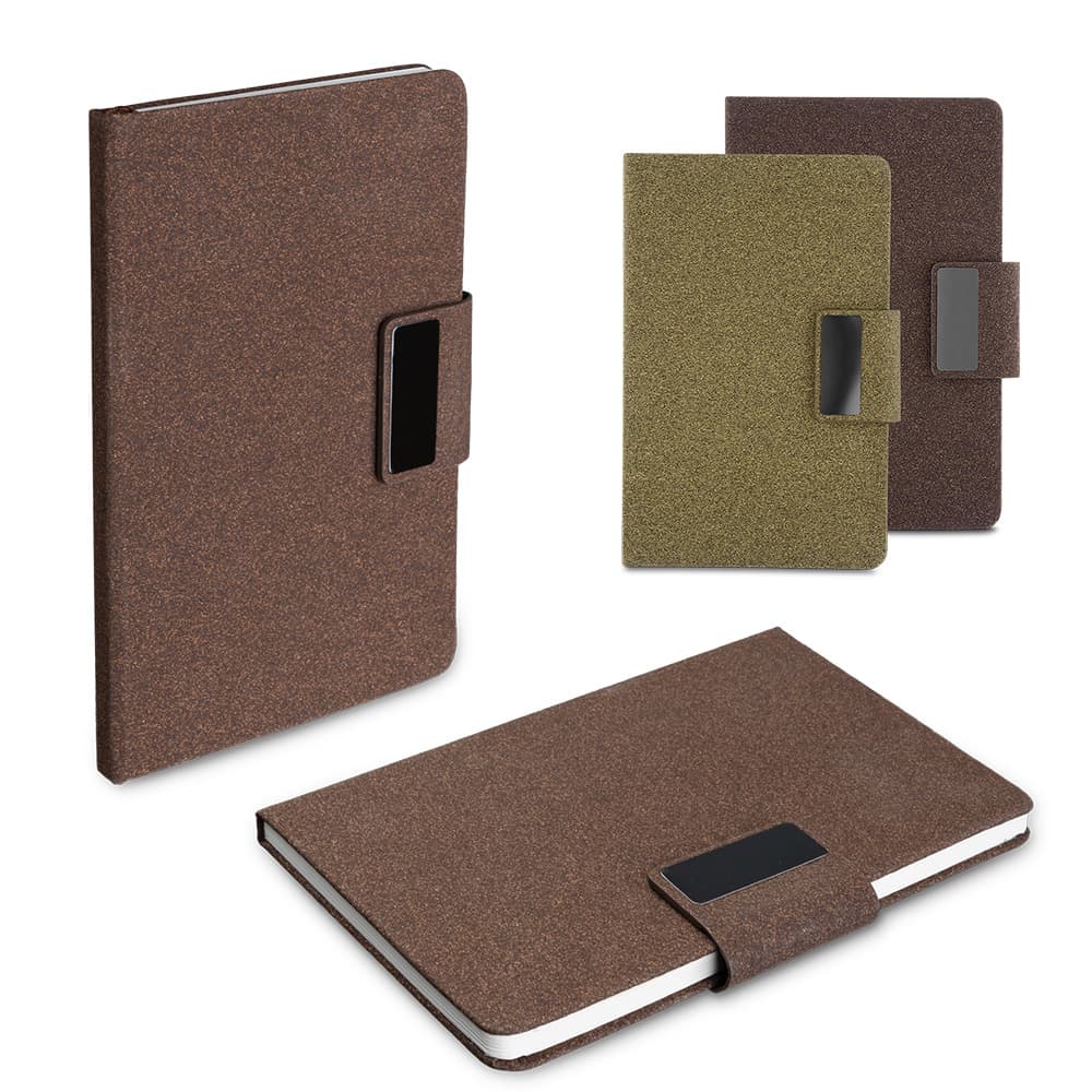 Caderno A5 em PU e fibra de café ou chá