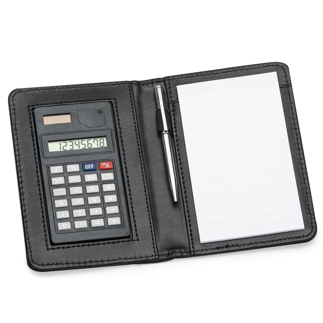 BLOCO DE ANOTAÇÕES COM CALCULADORA E CANETA